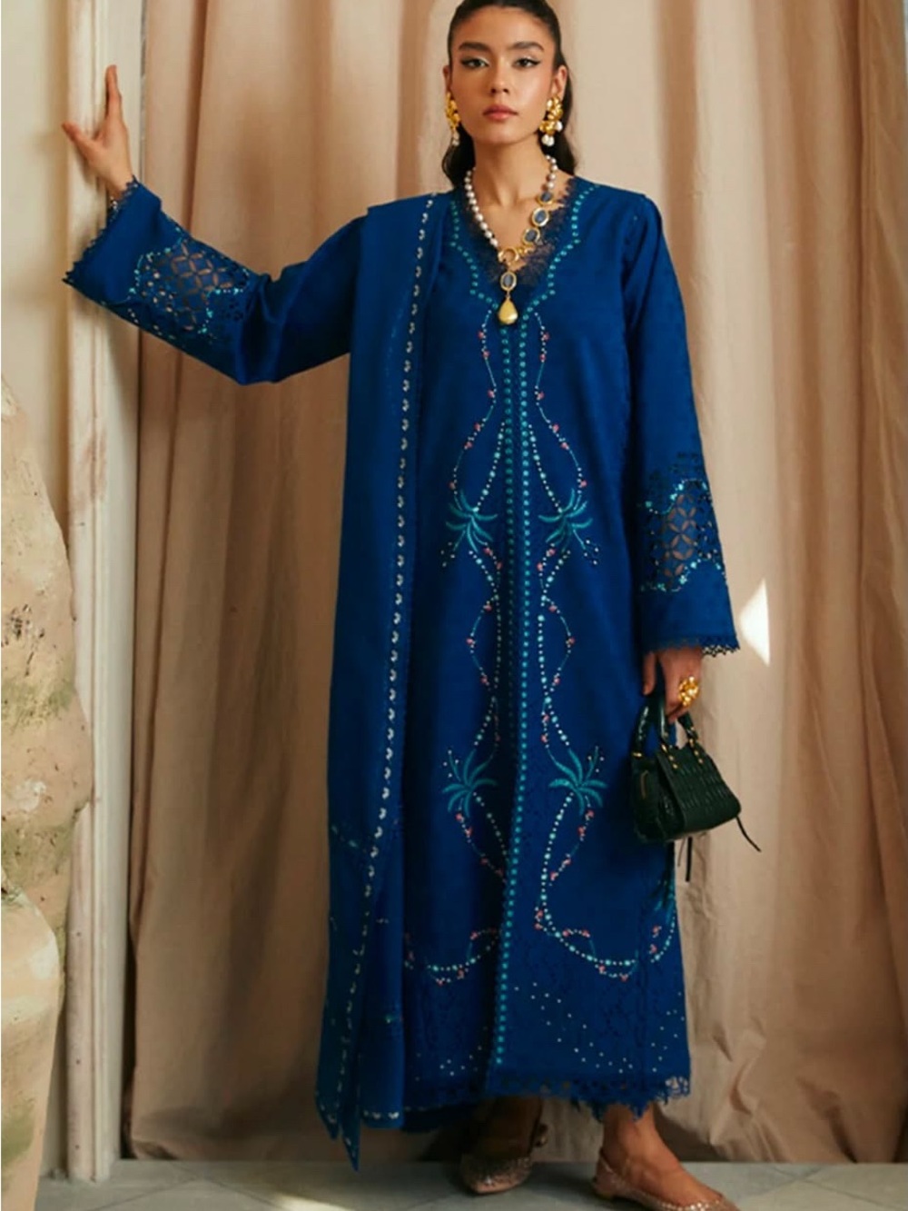 Suffuse original designer stitched  Embroidered with pure chiffon dupatta 3 pc